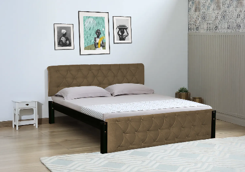Eden Upholstered Double Bed & Mattress Combo (Light Brown)